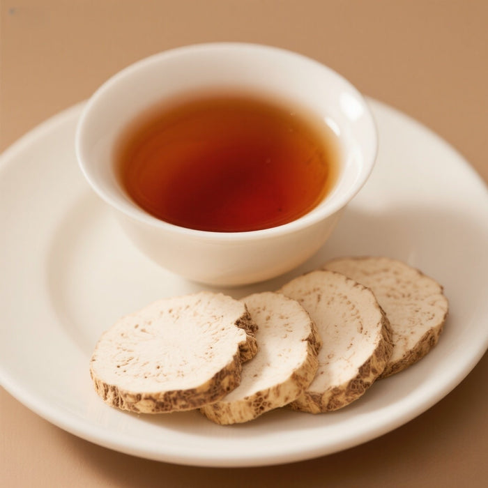 Black tea with poria cocos and Chinese yam tea