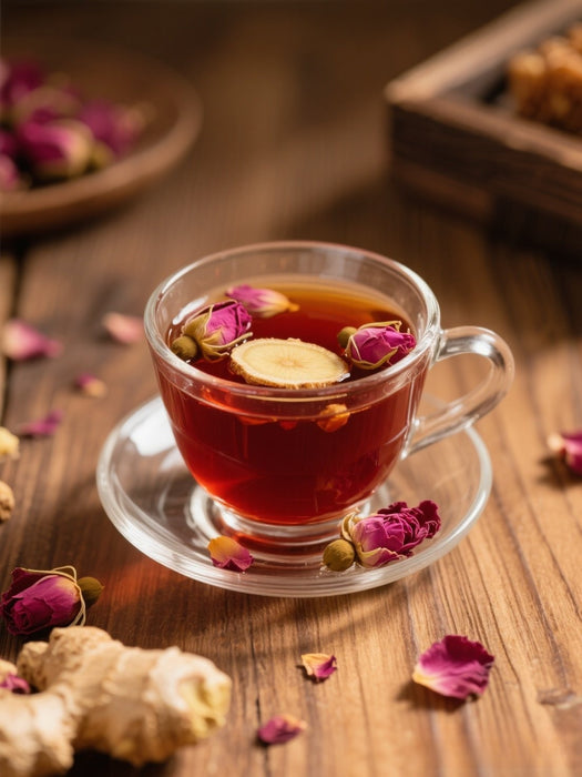 Brown sugar, ginger and rose flower tea