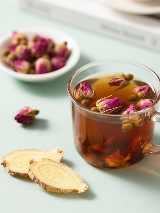 Brown sugar, ginger and rose flower tea