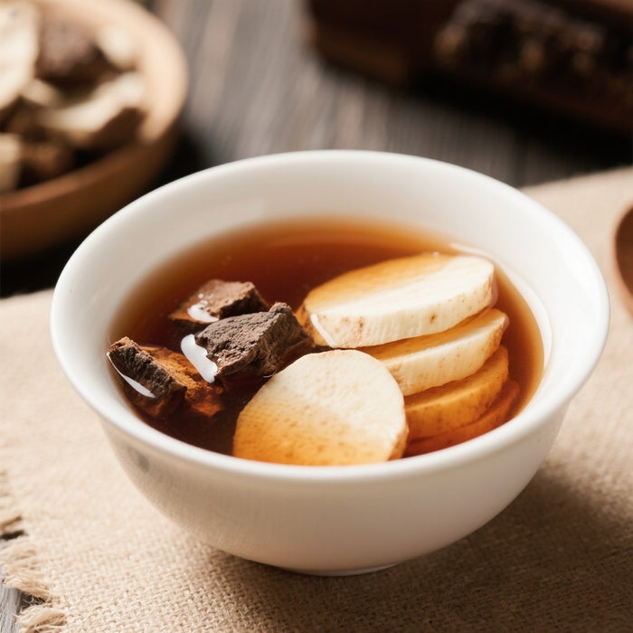 Black tea with poria cocos and Chinese yam tea
