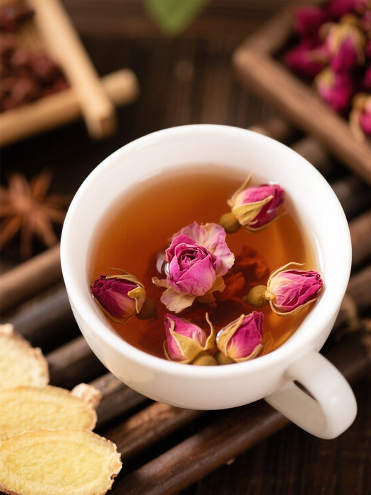 Brown sugar, ginger and rose flower tea