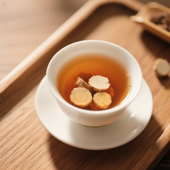Black tea with poria cocos and Chinese yam tea