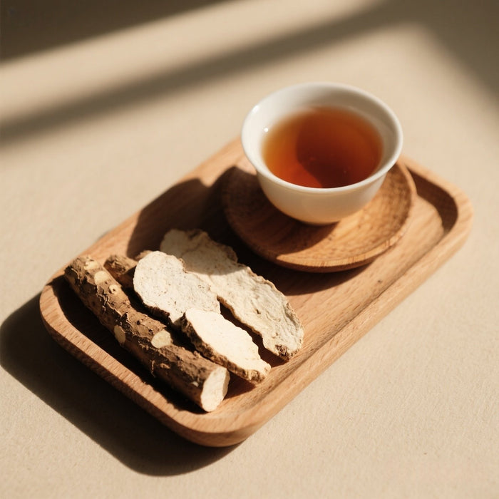 Black tea with poria cocos and Chinese yam tea